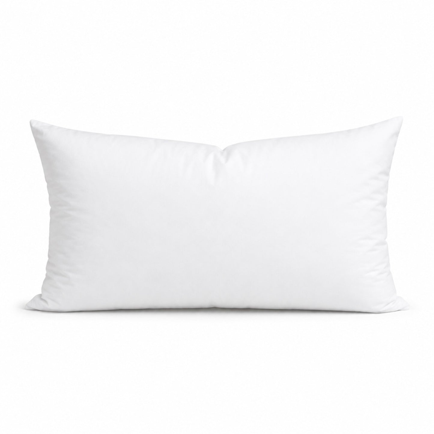 18 by 10 inch lumbar premium 50/50 down and feather pillow insert on a white background