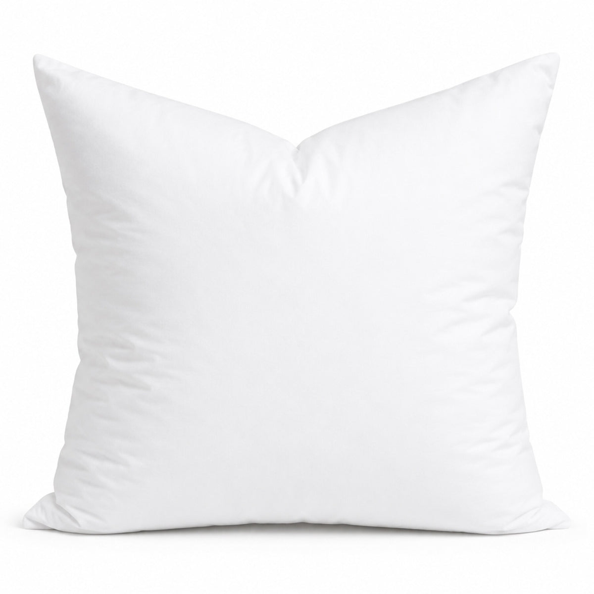 20 by 20 inch premium 50/50 down and feather pillow insert on a white background