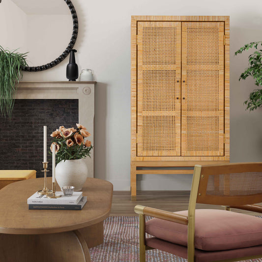 Amara Woven Rattan Cabinet — detail view 2 | Stacy Nicole Home