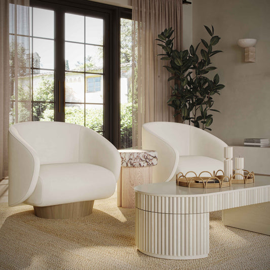 Bella 48" Cream Oval Coffee Table — detail view 2 | Stacy Nicole Home