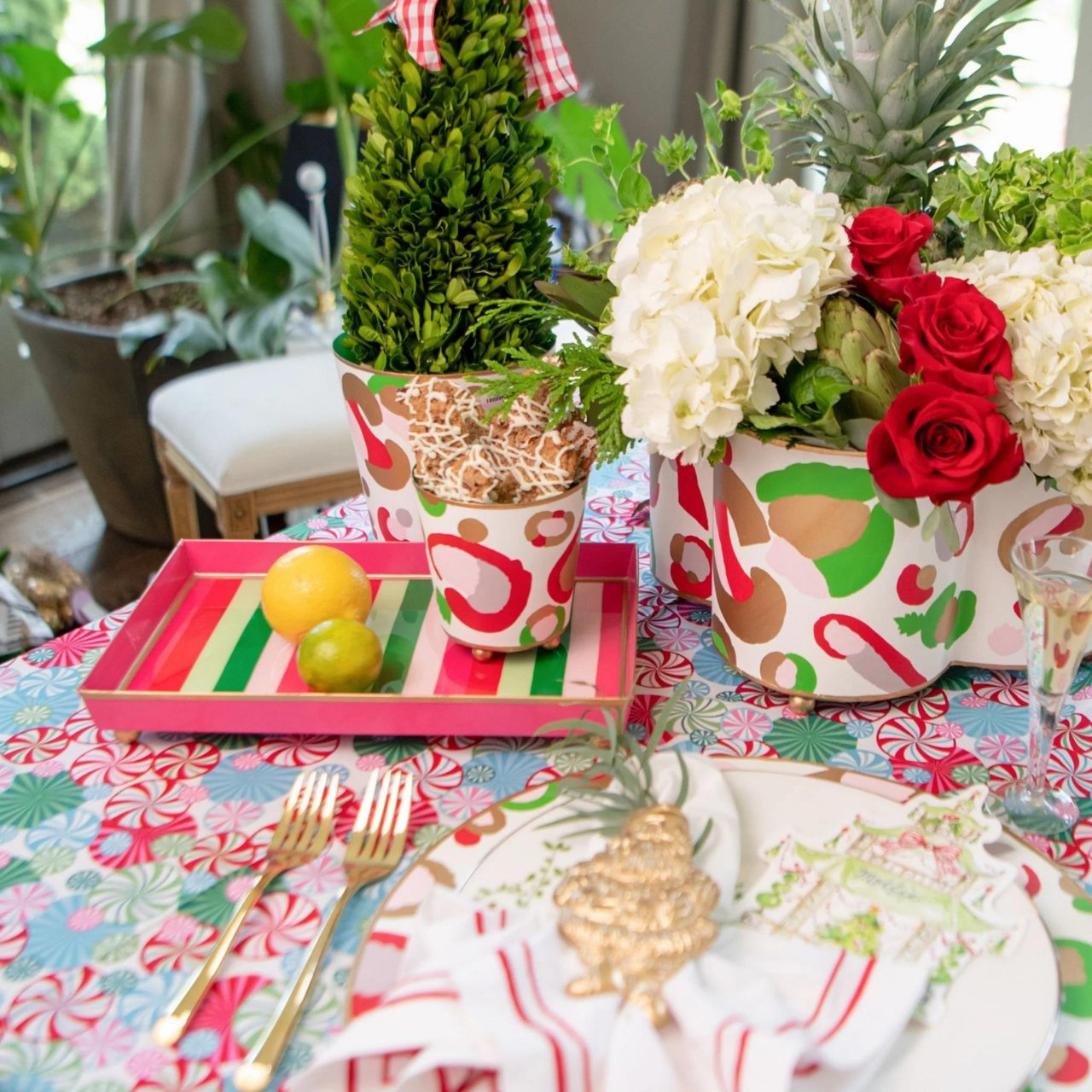 Joy Stripe Emerald Oliver Tray - Stacy Nicole Home