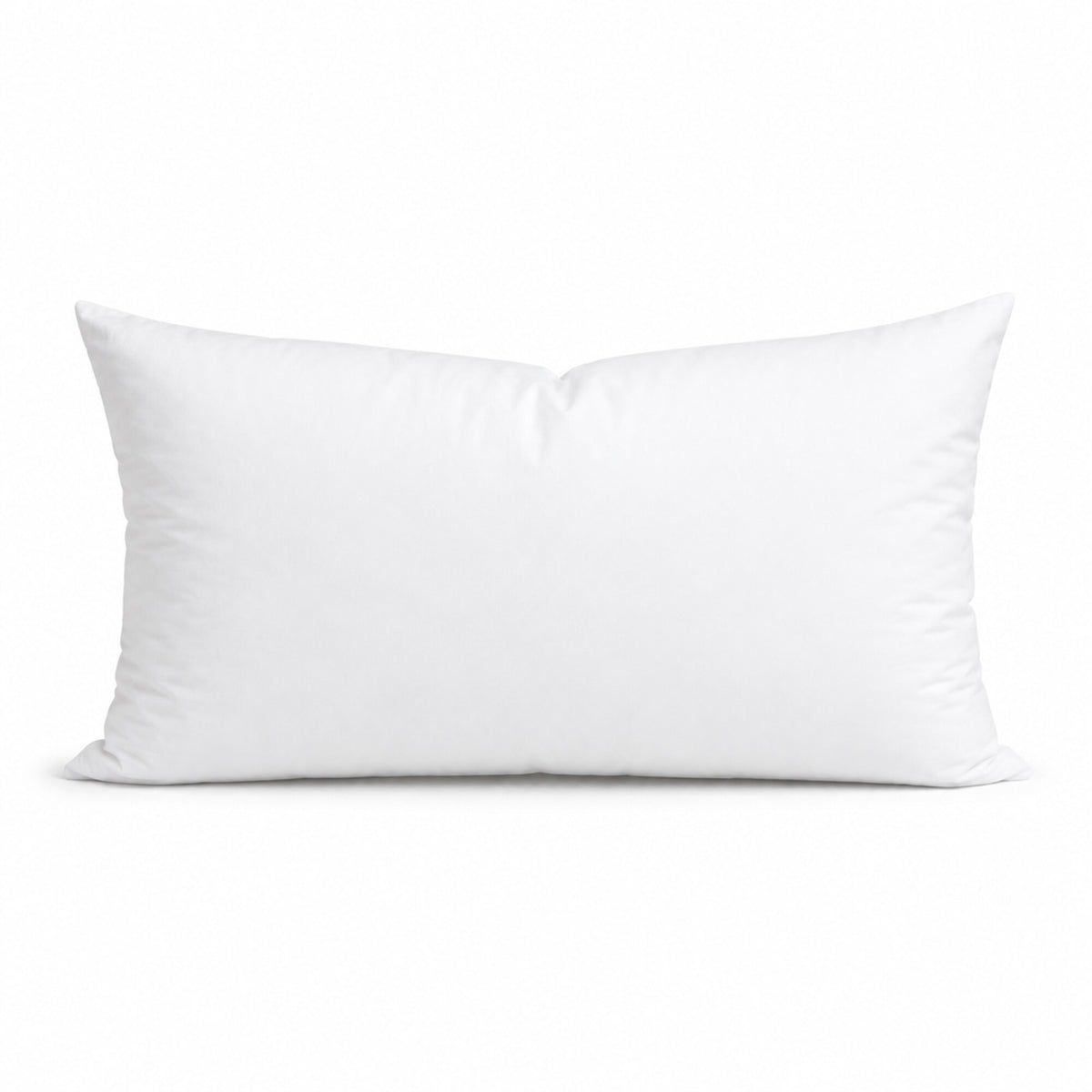 18 by 10 inch lumbar premium 50/50 down and feather pillow insert on a white background