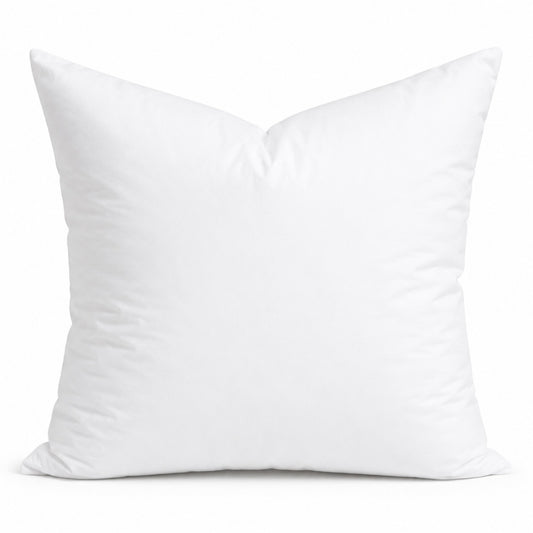20 by 20 inch premium 50/50 down and feather pillow insert on a white background