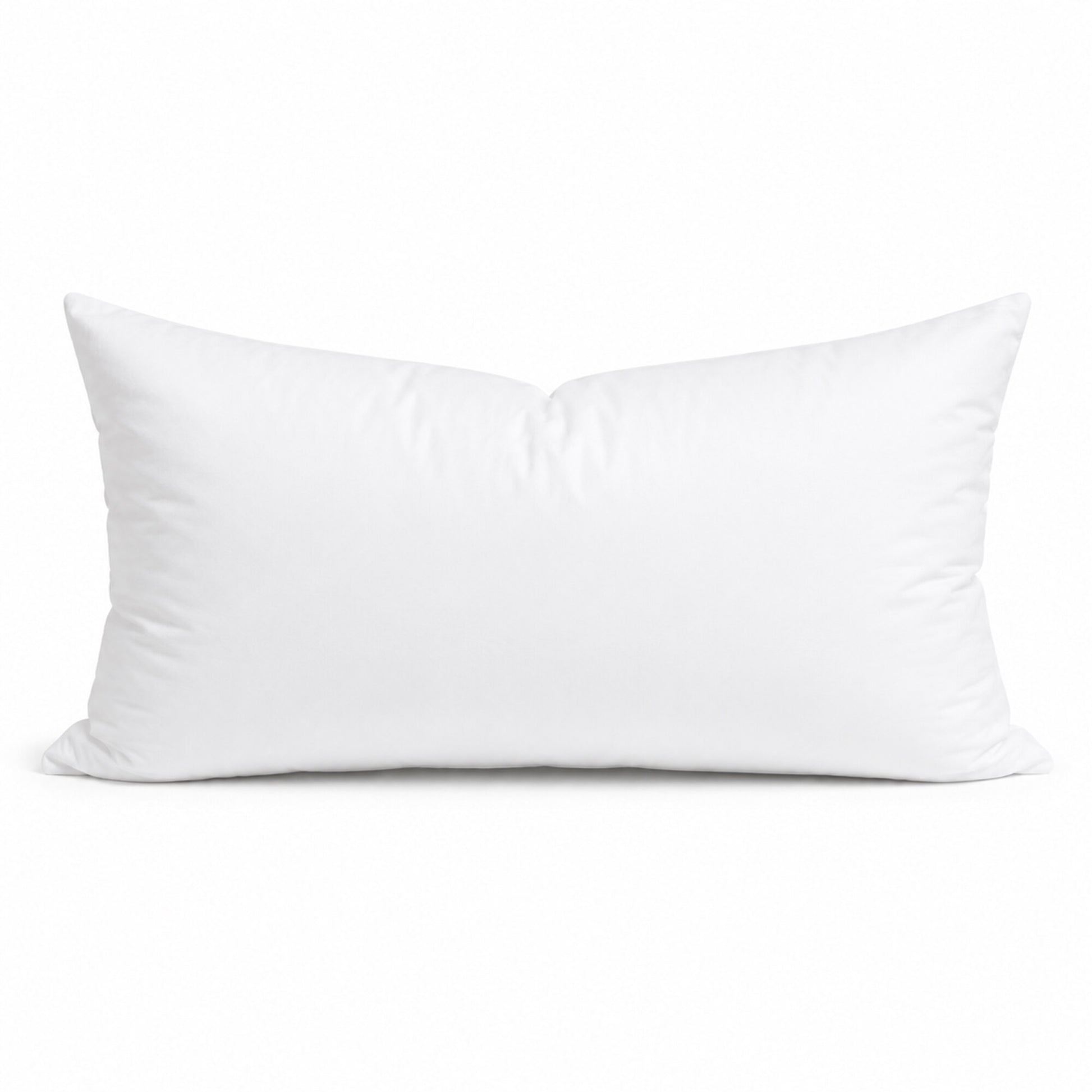 24 by 12 inch lumbar premium 50/50 down and feather pillow insert on a white background