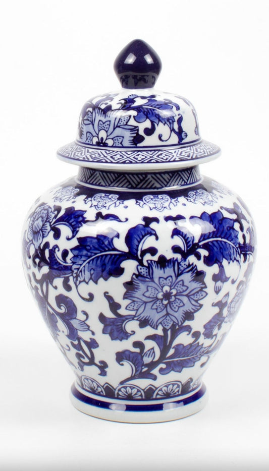 Large Blue Chinoiserie Ginger Jar