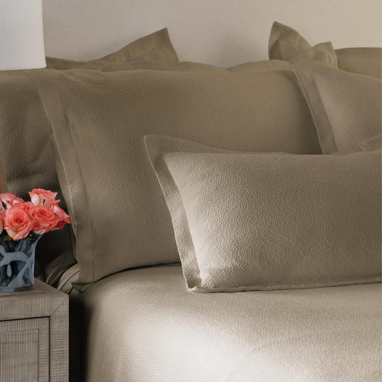 Gigi Luxe Euro Matelassé Pillow Taupe Cotton