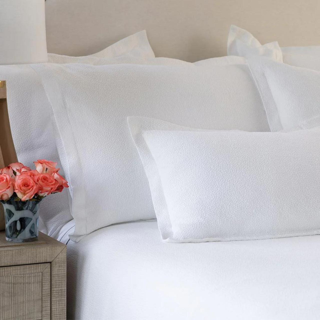 Gigi Luxe Euro Matelassé Pillow White Cotton