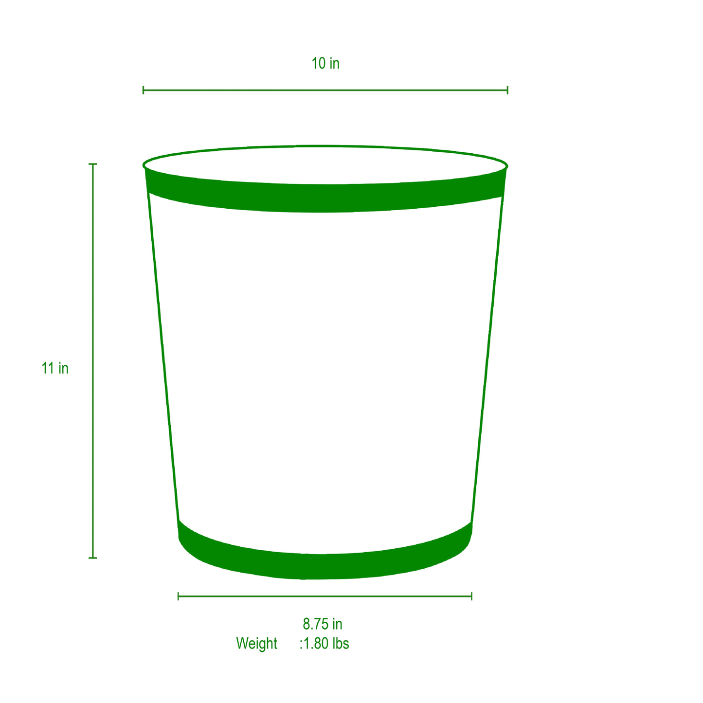Mattie Oval Wastebasket - Size Guide - Stacy Nicole Home