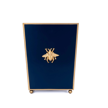 Regency Collection Bee Square Wastebasket - Navy - Stacy Nicole Home