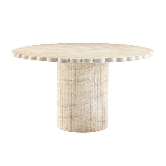 Blossom 54" Washed Faux Travertine Finish Indoor/Outdoor Round Dining Table — product view | Stacy Nicole Home