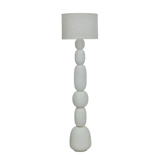 Pebble Cream Papier Mache Floor Lamp — product view | Stacy Nicole Home