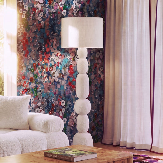 Pebble Cream Papier Mache Floor Lamp — detail view 2 | Stacy Nicole Home