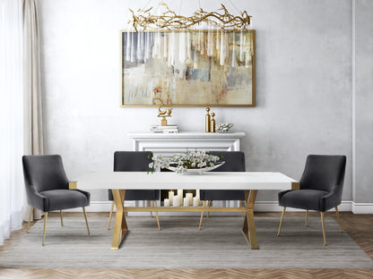 Adeline 95-inch White Lacquer Rectangular Dining Table — detail view 2 | Stacy Nicole Home