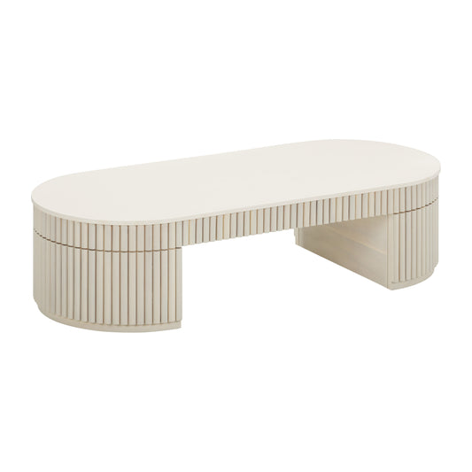 Bella 48" Cream Oval Coffee Table — product view | Stacy Nicole Home