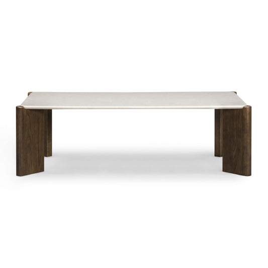 Restis 52" Cream Quartz Rectangular Coffee Table — product view | Stacy Nicole Home