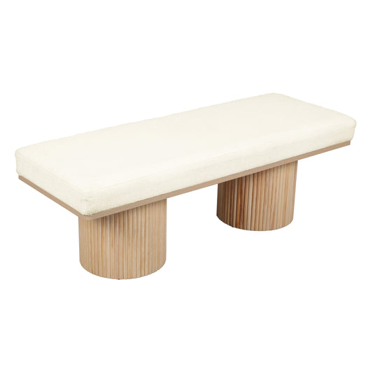 Sagano 48" White Dyed-Yarn Bench — product view | Stacy Nicole Home