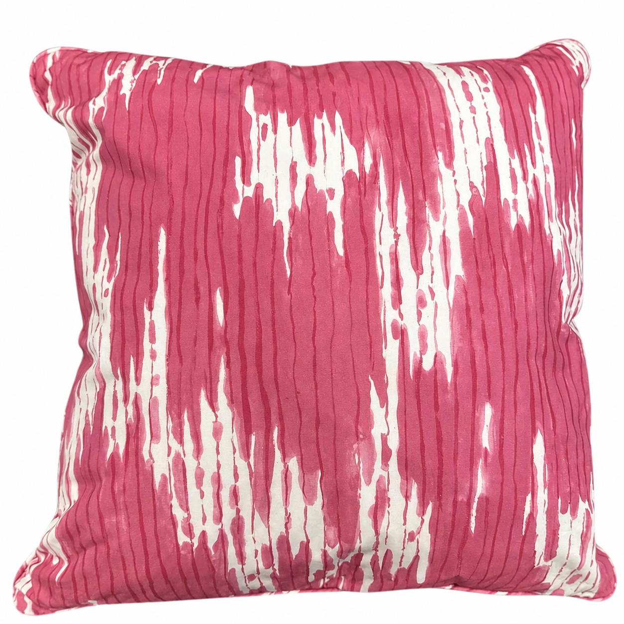 Abstract Print Pink Pillows pair, pink and ivory pattern front detail
