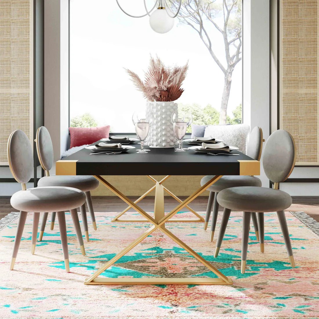 Adeline Black Lacquer Dining Table - Stacy Nicole Home