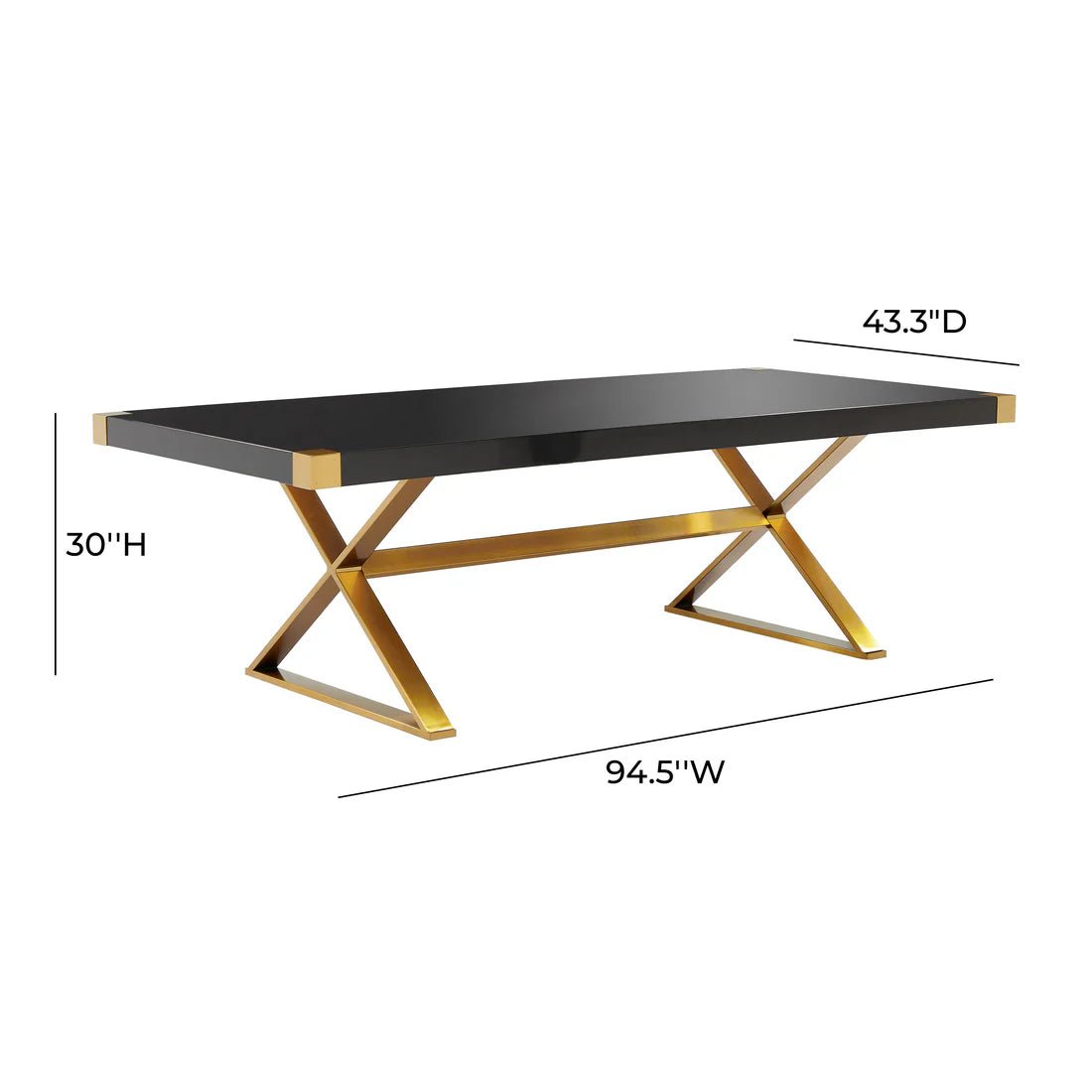 Adeline Black Lacquer Dining Table - Stacy Nicole Home