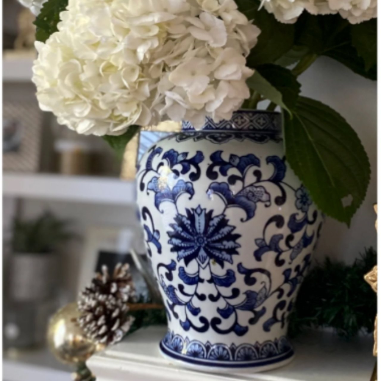 Extra Large Blue Ginger Jar - Stacy Nicole Home