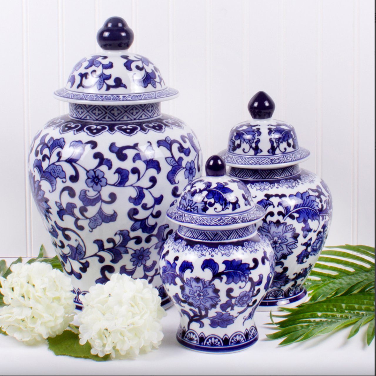 Extra Large Blue Ginger Jar - Stacy Nicole Home