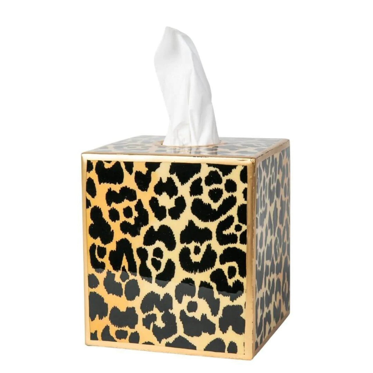 Leopard Enameled Tissue Box Cover - Stacy Nicole Home