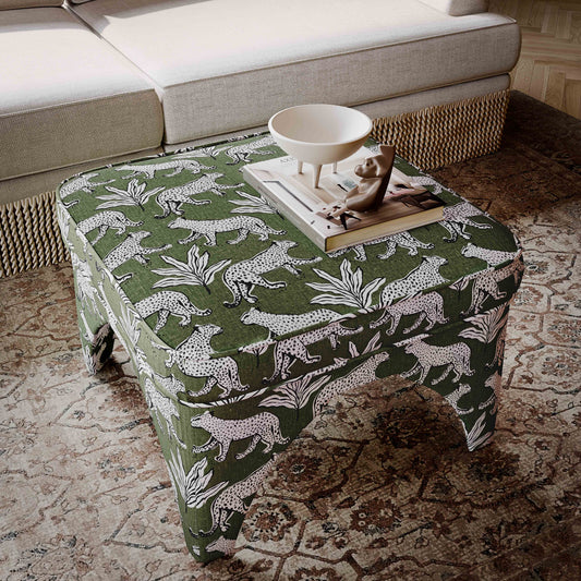 Raji Leopard Performance Jacquard Ottoman — detail view 2 | Stacy Nicole Home