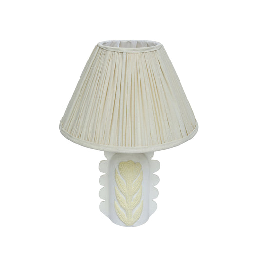 Edith Scalloped Papier Mache Flower Pleated Table Lamp — product view | Stacy Nicole Home