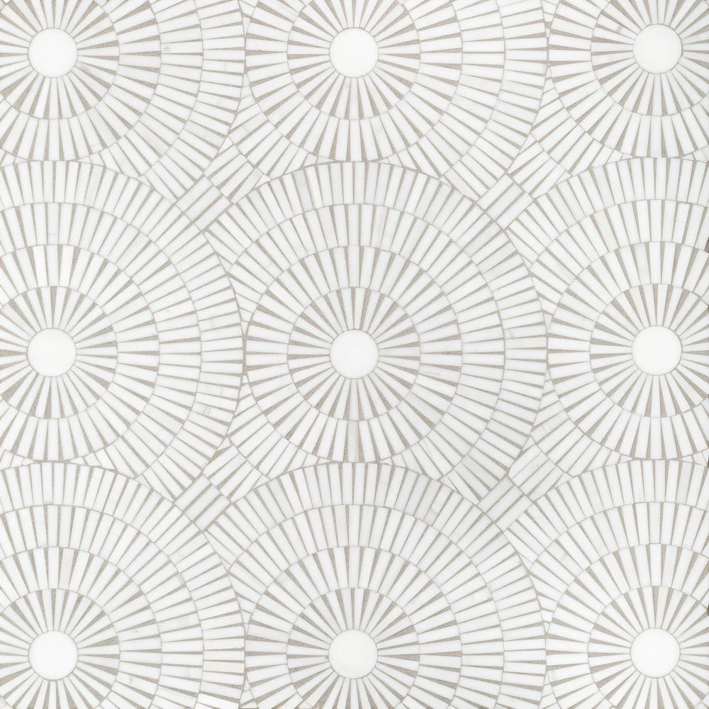 Motor City Circles Bianco Dolomiti Dolomite Mosaic - Stacy Nicole Home