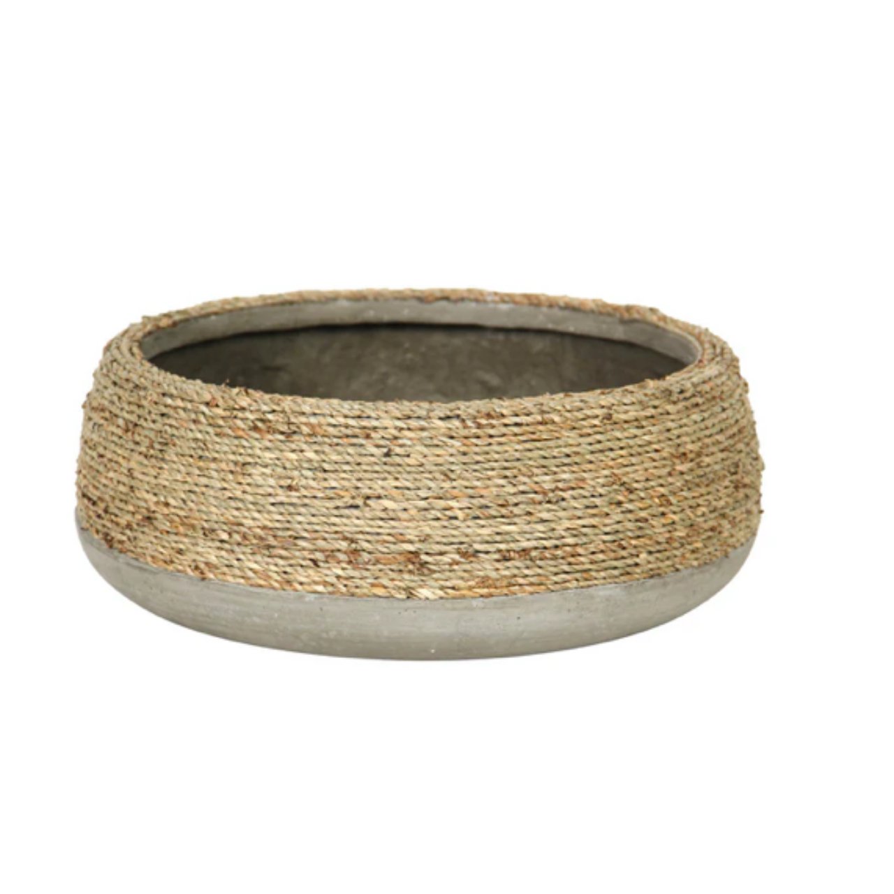 Nature Low Round Grass + Concrete Pot - Stacy Nicole Home