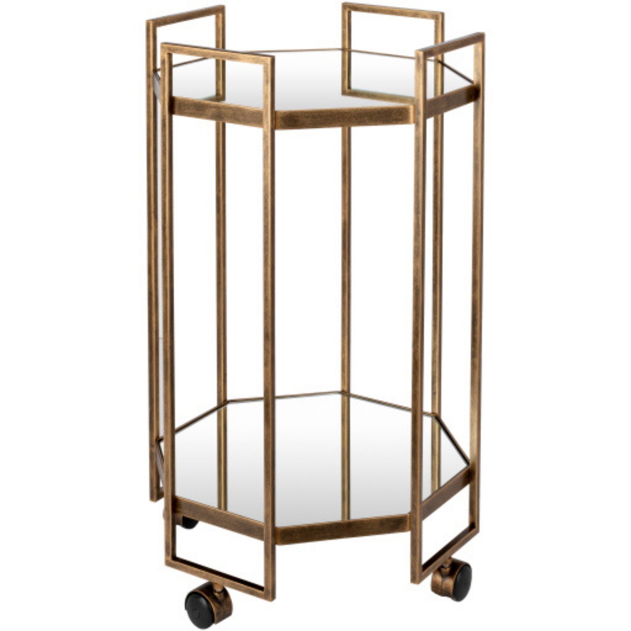 Octagon Brass Bar Cart - Stacy Nicole Home