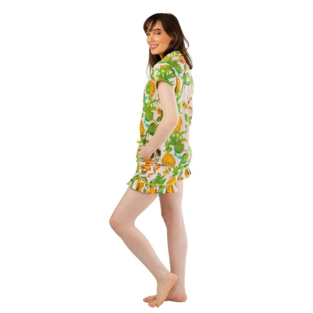 Pineapple Gardens Luxe Ruffled Pajama Summer Set - Stacy Nicole Home