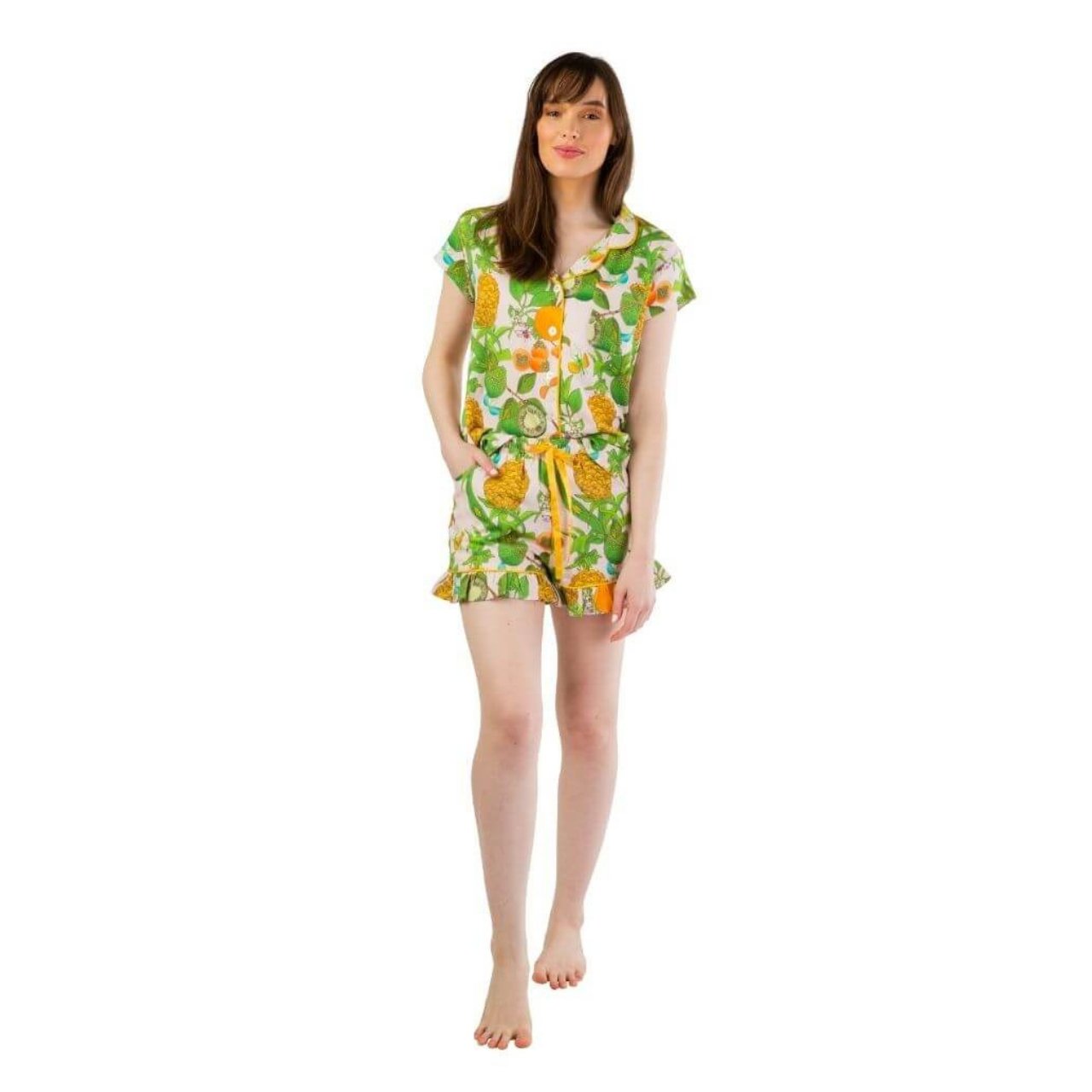 Pineapple Gardens Luxe Ruffled Pajama Summer Set - Stacy Nicole Home